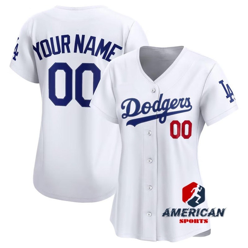 ผู้หญิง Los Angeles Dodgers White Home Baseball Customed Jersey