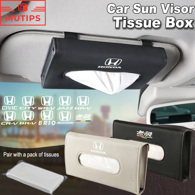 Honda กล่องใส่กระดาษทิชชู่ หนังPU ม่านบังแดดรถยนต์ กล่องทิชชู่ Tissue Box สกายไลท์รถยนต์ ใช้กับ Civi