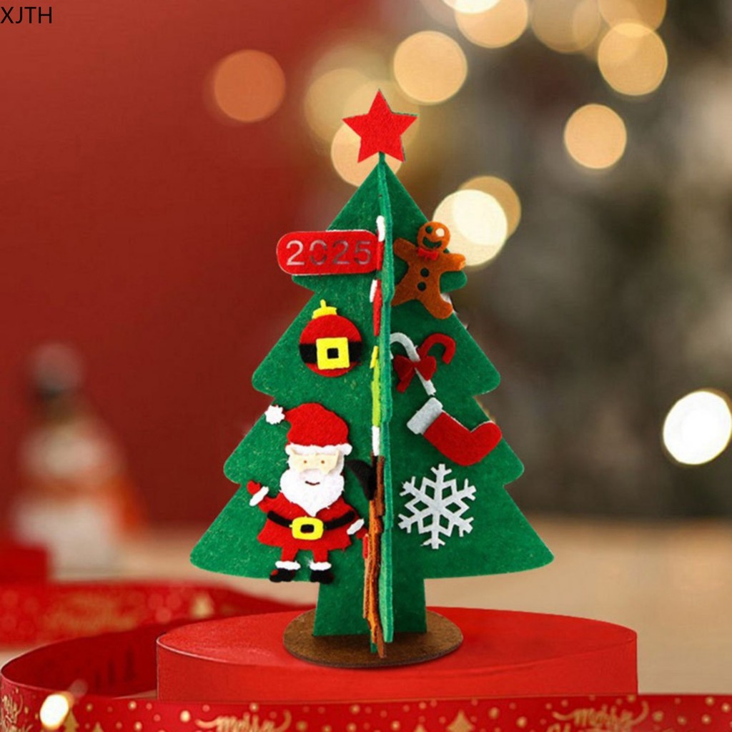 Diy Felt Christmas Tree ตกแต่งคริสต์มาสสําหรับปีใหม่เครื่องประดับคริสต์มาส Santa Claus Xmas เด็กของขวัญ<XJTH1022>