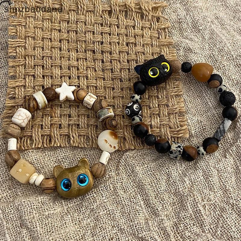 [ซซ่า] ใหม่น่ารักแมวสีดําเล็กๆน้อยๆสร้อยข้อมือสําหรับผู้หญิงผู้ชายแฟชั่นตลกการ์ตูนสัตว์ลูกปัดสร้อยข้อมืออินเทรนด์คู่เพื่อนเครื่องประดับของขวัญ เอฟเอสเอสจี