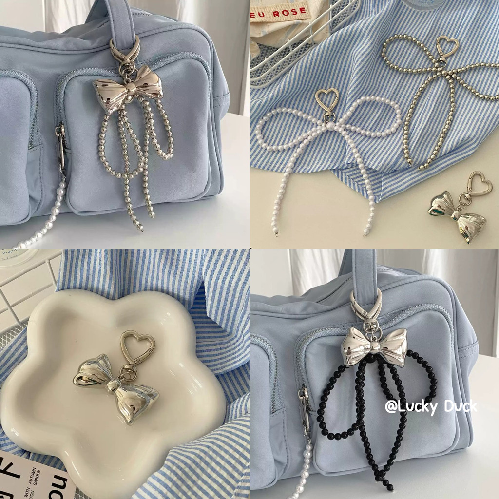 พร้อมส่ง พวงกุญแจโบว์ จี้หัวใจ พวงกุญแจห้อยกระเป๋า ลูกปัด