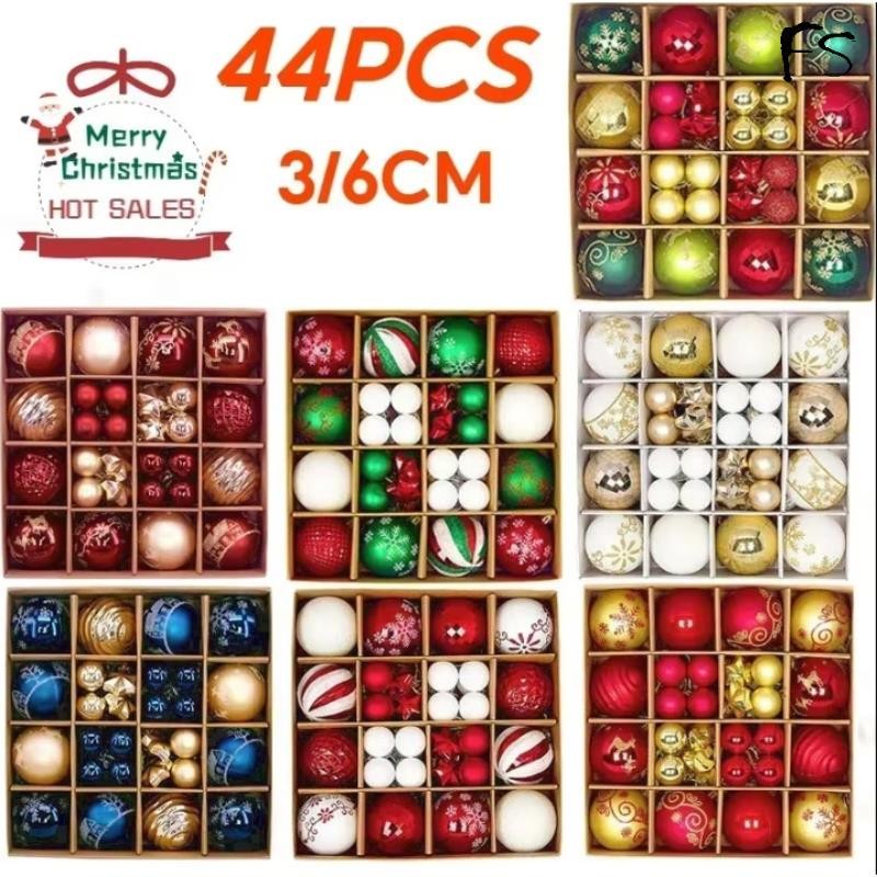 ลูกต้นคริสต์มาส44ชิ้น6เซนติเมตรบิ๊กลูกคริสต์มาส หลากสี ลูกบอลตกแต่งเครื่องประดับต้นคริสต์มาสชุดสําหรับพรรคบ้าน