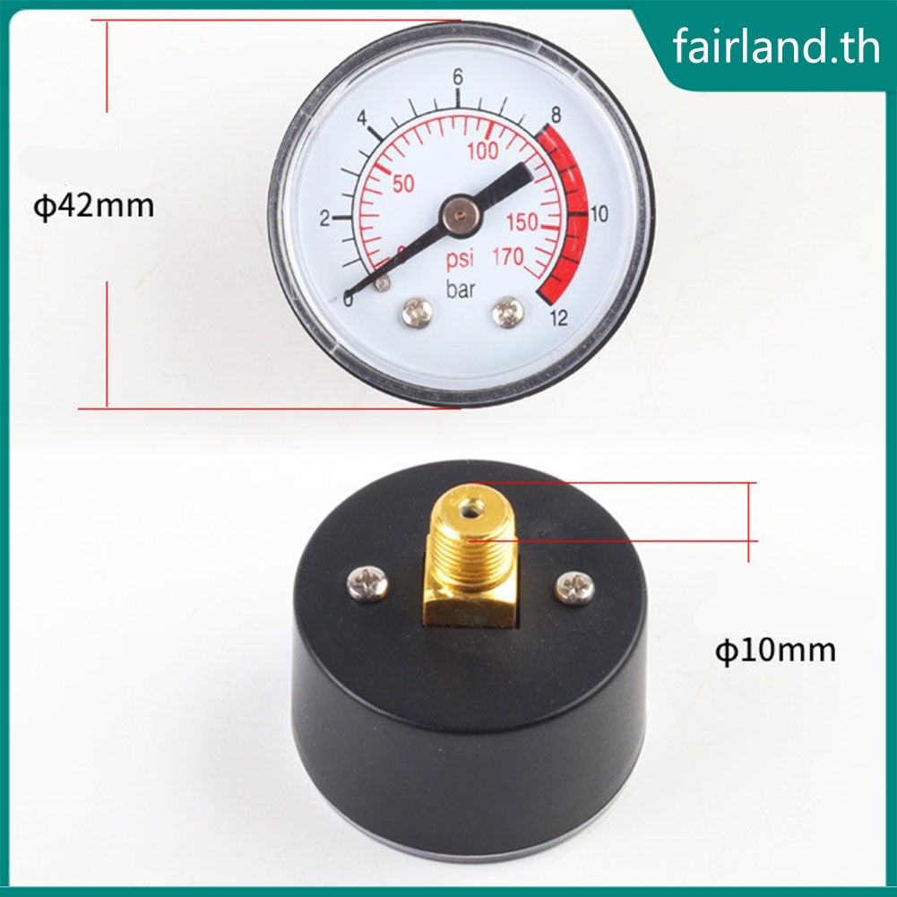 [FAIRLAND-TH] เกจวัดแรงดันไฮดรอลิกนิวเมติกเครื่องอัดอากาศ 0-12Bar / 0-170PSI