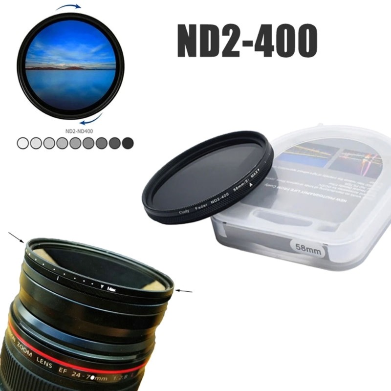 QUIM ปรับ Neutral Density Filter ND Filter ND Fader ND2-ND400 1-9 Stops