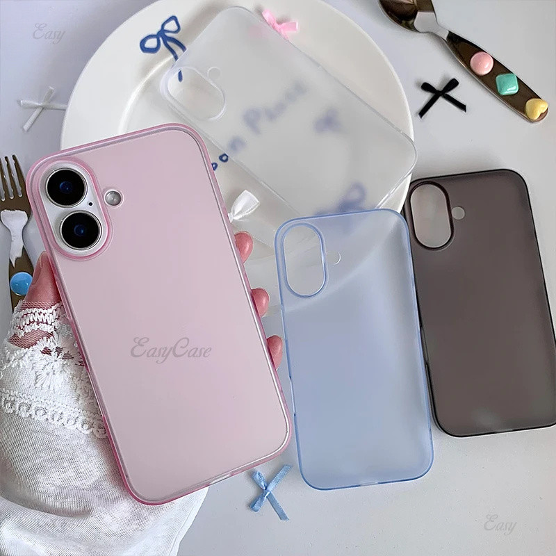 โปร่งใส Matte Ultra Thin Matte โปร่งใสกันชนฝาครอบ Hard ปกหลังสําหรับ PC iPhone 16 15 14 Plus 12 13 11 Pro Max