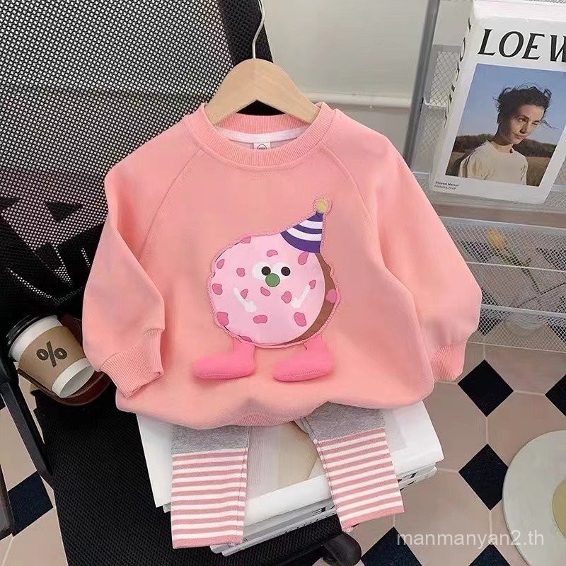 เสื้อสเวตเตอร์เด็กผู้หญิงชุดฤดูใบไม้ผลิและฤดูใบไม้ร่วง2024ชุดฤดูใบไม้ผลิและฤดูใบไม้ร่วงแบบใหม่เสื้อผ้าสไตล์ตะวันตกชุดสองชิ้นแบบลำลองเจ้าหญิง