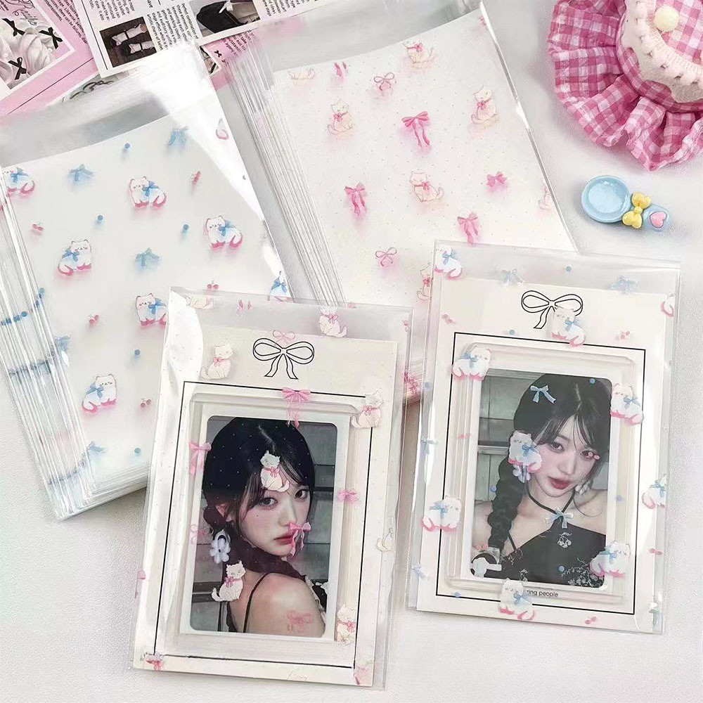 50 ชิ้น/เซ็ตแมวน่ารักถุงปิดผนึก Toploader Photocard Self-กาวถุงบรรจุภัณฑ์วัสดุ