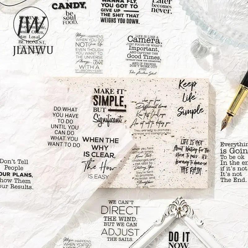 Jianwu Pure Poet Series Vintage ข้อความภาษาอังกฤษตัวอักษรวัสดุ Collage PET สติกเกอร์ Creative DIY Journal Scrapbooking เครื่องเขียน