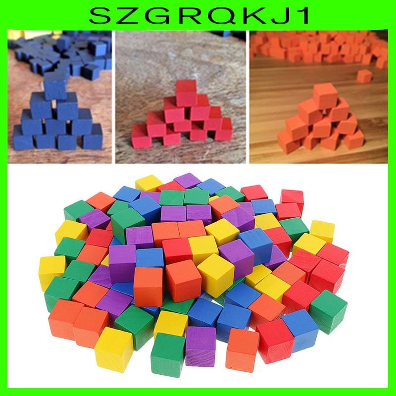 [szgrqkj1] บล็อกไม้สารพันลูกบาศก์สําหรับเกมของเล่นแพ็ค 100 ชิ้น