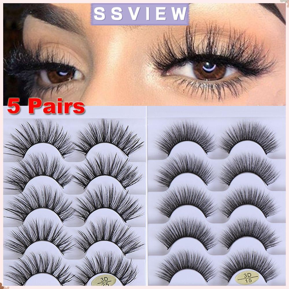 Stillsaview SKONHED 5 คู่ขนตาปลอม Wispy Flared Fluffy Multilayers ธรรมชาติยาว Handmade Faux Mink ผม