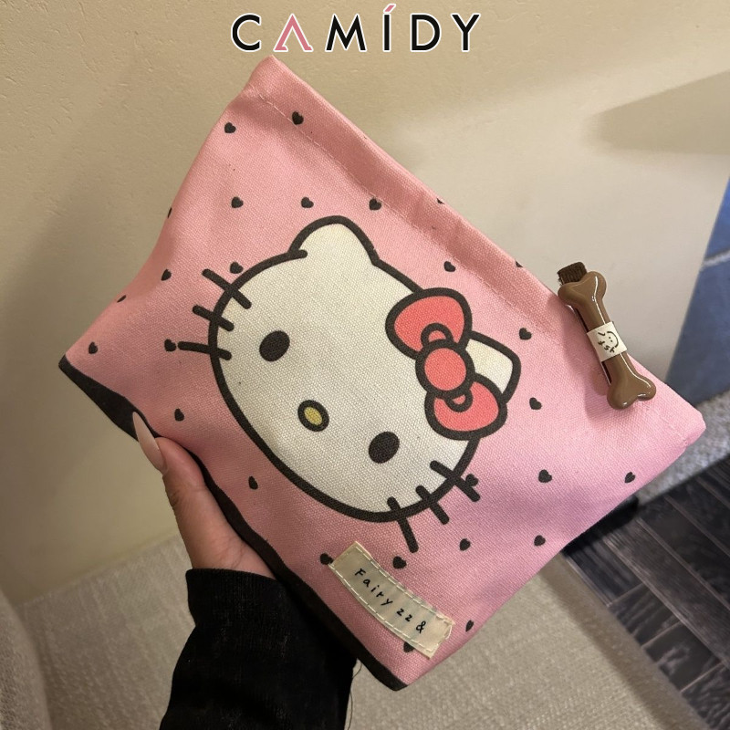 Camidy Holding bag Sweet KITTY Cat กระเป๋าเก็บของความจุขนาดใหญ่แบบพกพาเรียบง่าย