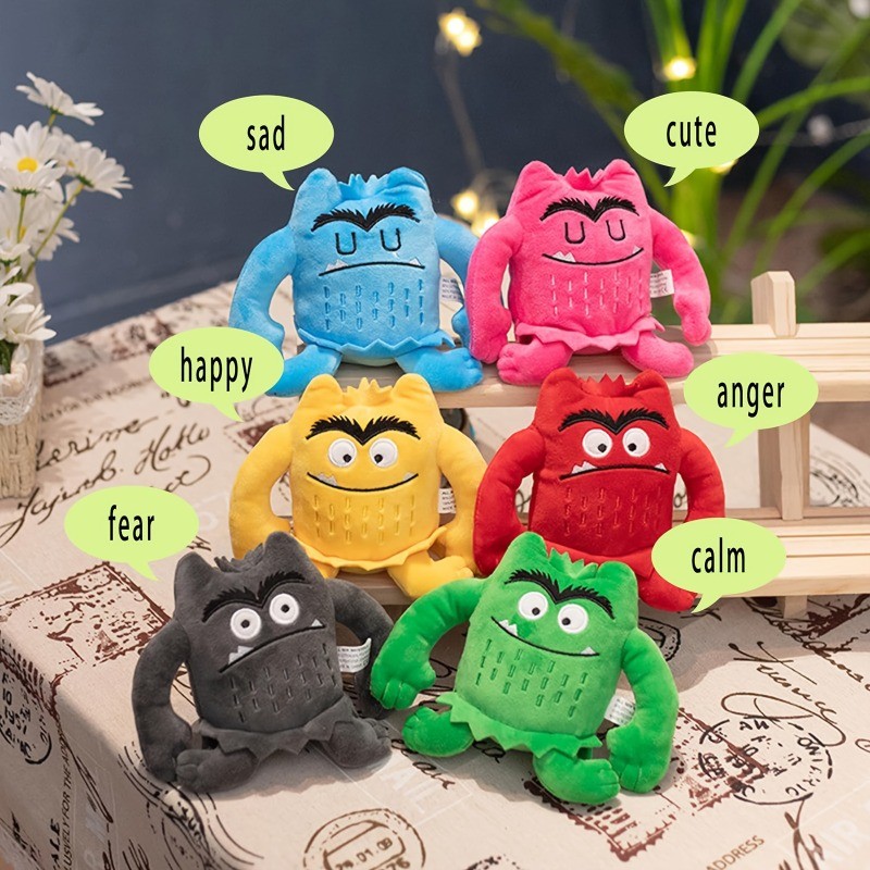 6ชิ้นอารมณ์มอนสเตอร์ของเล่นตุ๊กตาสีมอนสเตอร์ตุ๊กตาตุ๊กตาของขวัญวันเกิดของขวัญคริสต์มาสสําหรับเด็ก