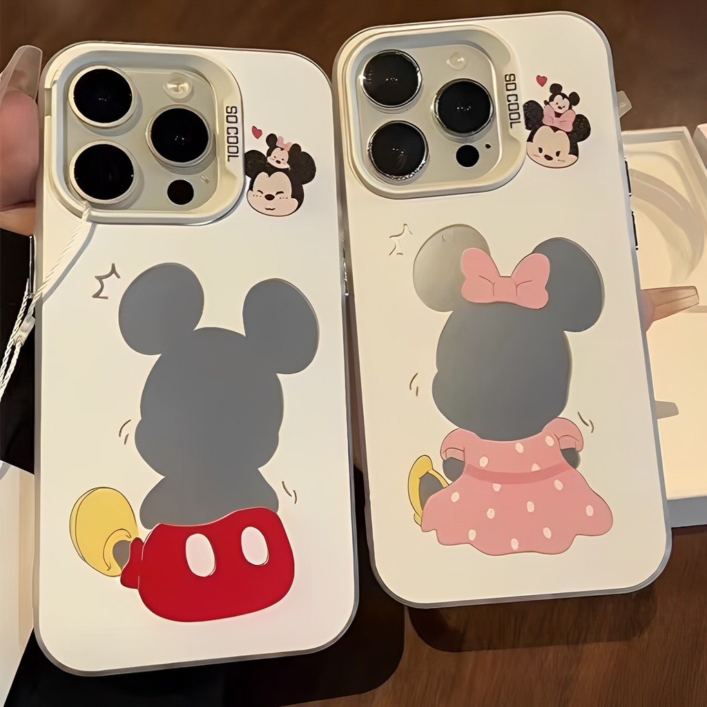ใช้ได้ Samsung GALAXY A12 A03S A13 A23 A14 A15 A05 A53 A34 การ์ตูน Mickey Minnie IMD โฮโลแกรมคู่พรีเมี่ยมกรณีโทรศัพท์