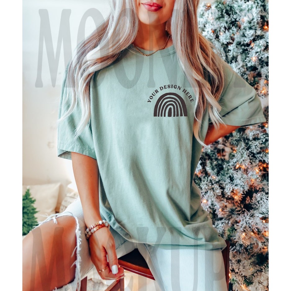 Comfort Colors 1717 Bay Shirt - Model Mockup- Bay Shirt Mockup - T Shirt Mockup - Christmas Mockup -