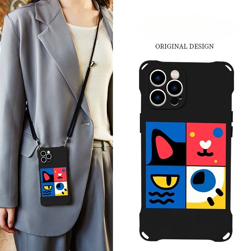 ปริศนาแมวเคสโทรศัพท์สําหรับvivo V40 Pro V30 Pro V29 Lite V27 V25 Pro V23 V20 Pro S1 IQOO NEO Y7S Y19 Y5S Y20 Y20S Y20i Y20G Y12S Y12S Y11S Y11S Y11S Anti-Fallฝาครอบสลิงกรณี