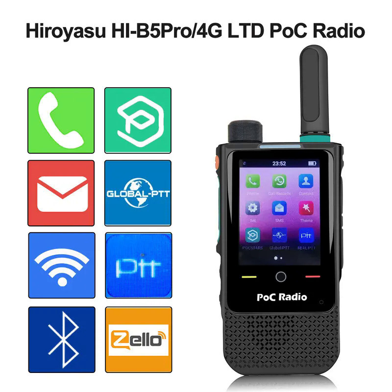 HIROYASU HI-B5Pro Global PoC 4G LTE GPS Zello Walkie Talkie Real-PTT Global-PTT Pocstars 1GB RAM 8GB