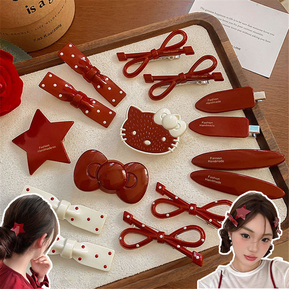 กิ๊บดาวแดงแฟชั่นเกาหลีอเนกประสงค์ด้านคลิปอารมณ์หวานอุปกรณ์ผม1/2/4ชิ้น