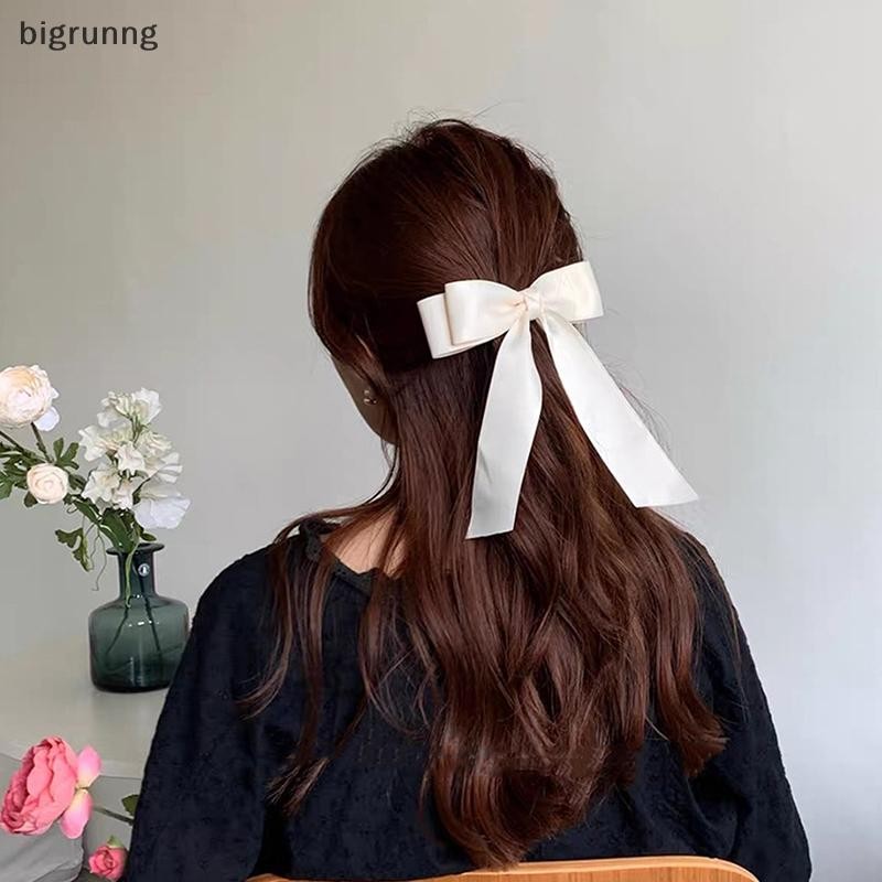 Bigrunng สไตล์เกาหลีแฟชั่นผ้าผมโบว์ Hairpin สําหรับผู้หญิงสาวริบบิ้นคลิปผม Bowknot ฤดูใบไม้ผลิคลิปหญิงอุปกรณ์เสริมผม SG