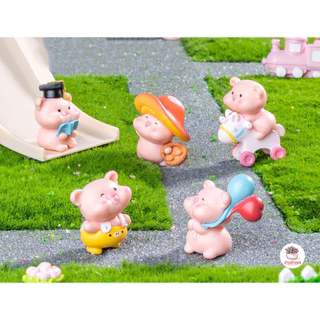 หมูสวนสนุก [ เซต 6 ชิ้น ] ตุ๊กตาจิ๋ว โมเดลจิ๋ว แต่งสวน ตุ๊กตาแต่งสวนจิ๋ว ตุ๊กตาจัดสวนถาด