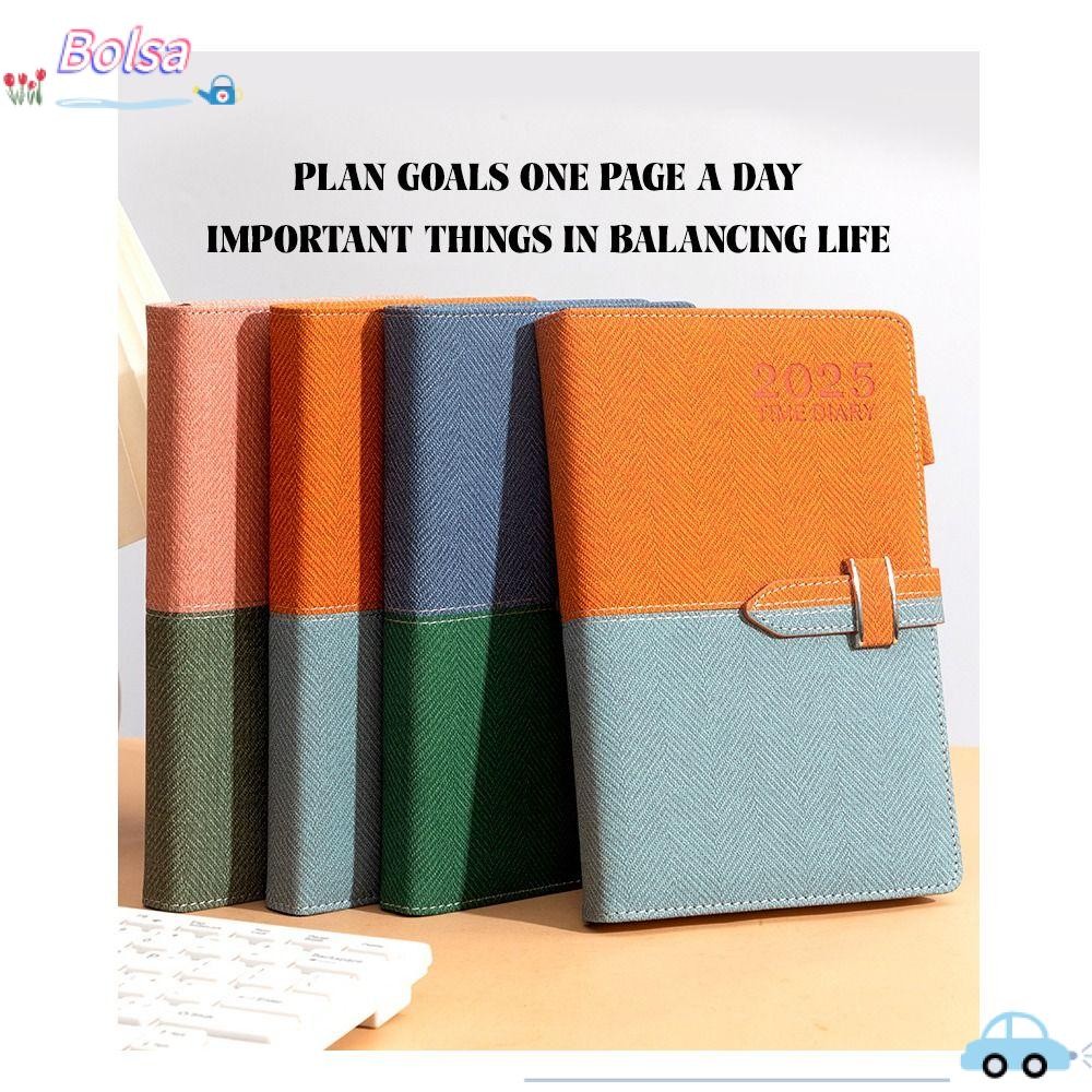 แผนการทํางานประจําวันของ โบลซ่า หนังสือนัดหมาย 2025 นักวางแผนรายวัน ปฏิทินรายวันแบบพกพา ตารางรายวัน สมุดบันทึก ก5