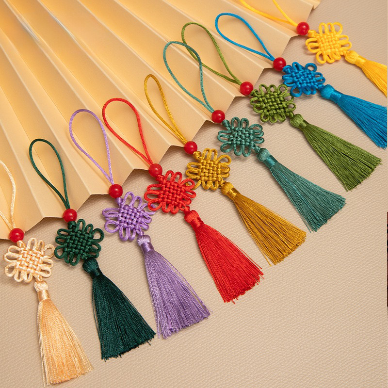 หยกลูกปัดพู่จีนปมผ้าไหมพู่งานฝีมือ DIY ของขวัญเครื่องประดับทําต่างหูอุปกรณ์เสริม