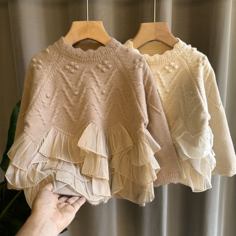 เด็กเด็กเสื้อผ้าสาวฤดูใบไม้ร่วงเสื้อสาวสไตล์ใหม่เสื้อกันหนาวกลางเด็กใหญ่แฟชั่นเสื้อถักทารกต้นฤดูใบไม้ร่วงเสื้อผ้าขนสัตว์