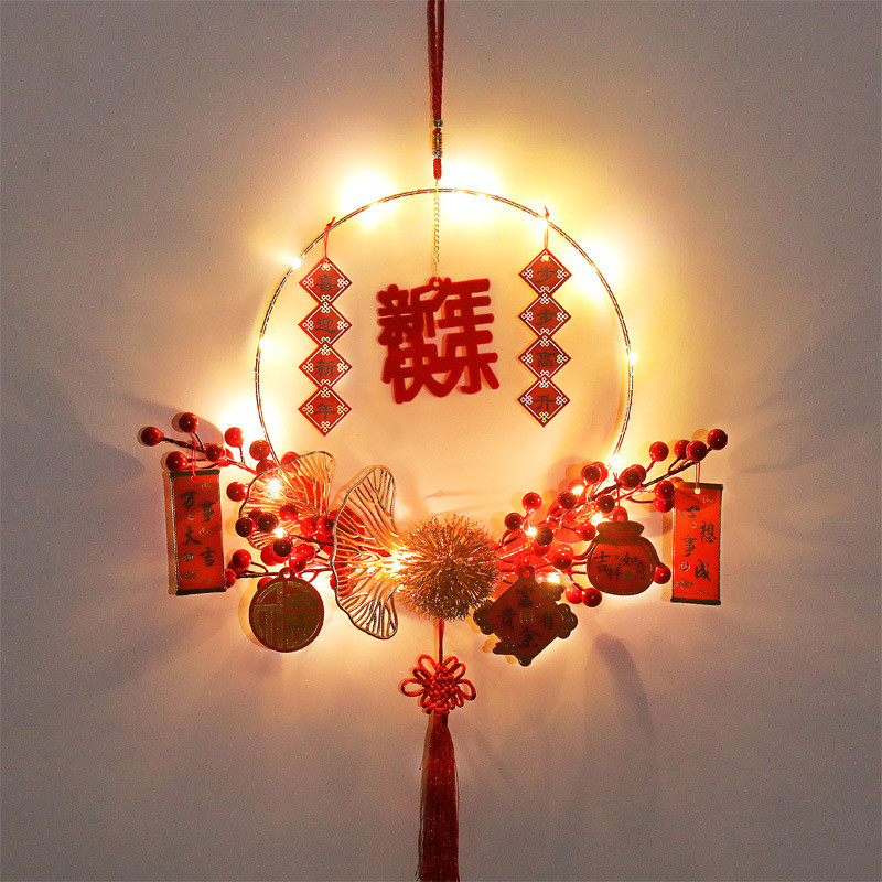 2025 พวงมาลัยปีใหม่ LED พร้อมไฟ ตกแต่งปีใหม่ ตกแต่งผนัง ของตกแต่งบ้าน - รูปที่ 4