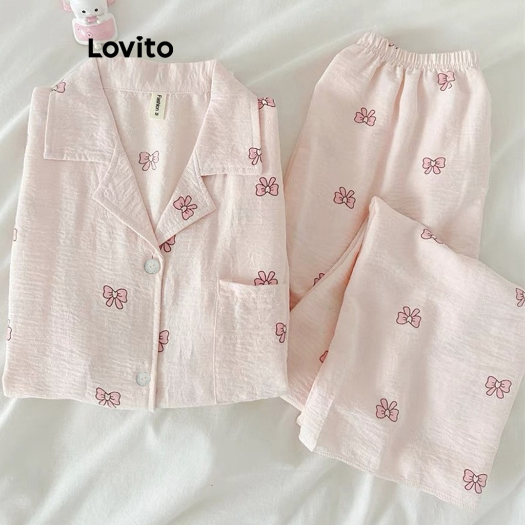 Lovito ชุดนอนลายดอกไม้ ดิทซี่ แบบสบาย ๆ สำหรับผู้หญิง LNA77686