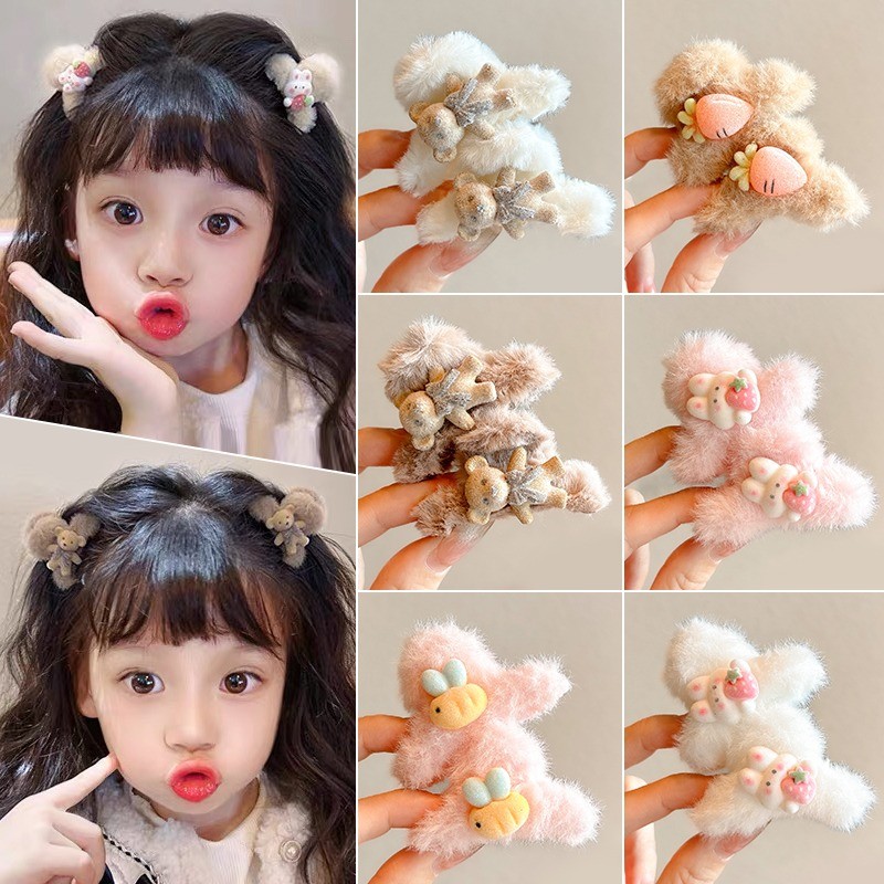 กิ๊บติดผมตุ๊กตาสไตล์เกาหลีสําหรับเด็กน่ารักฤดูใบไม้ร่วงและฤดูหนาวหน้าผากหน้าม้าคลิปหมวกคลุมศีรษะ