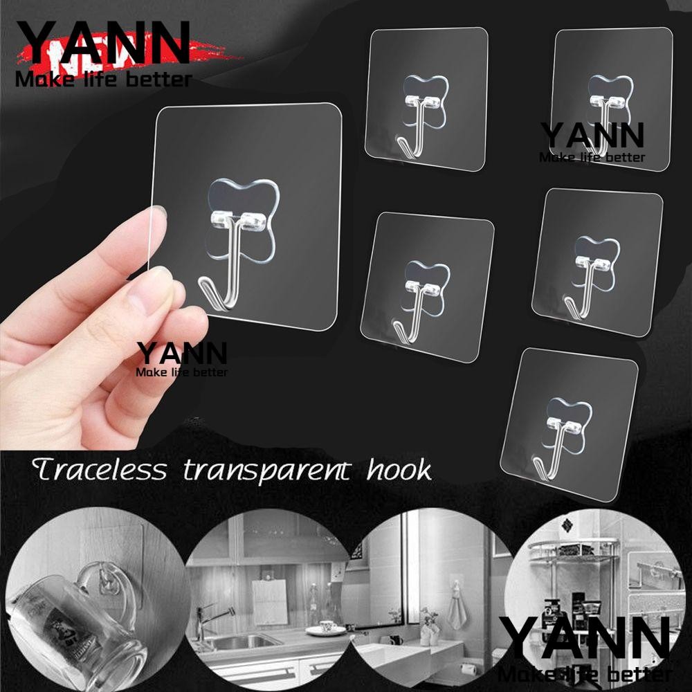 Yan1 1/6PCS ตะขอกาวไม่มีรอยต่อ Home & Living ผู้ถือห้องครัวในครัวเรือน Strong Wall Rack