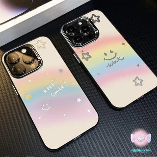 เคสแข็งพรีเมี่ยม รอยยิ้มสีรุ้งน่ารัก for IPhone13 12 7Plus 14 15 11 16 Pro Max 8Plus XR XSMax SE เคสไอโฟน11 เคสไอโฟน13