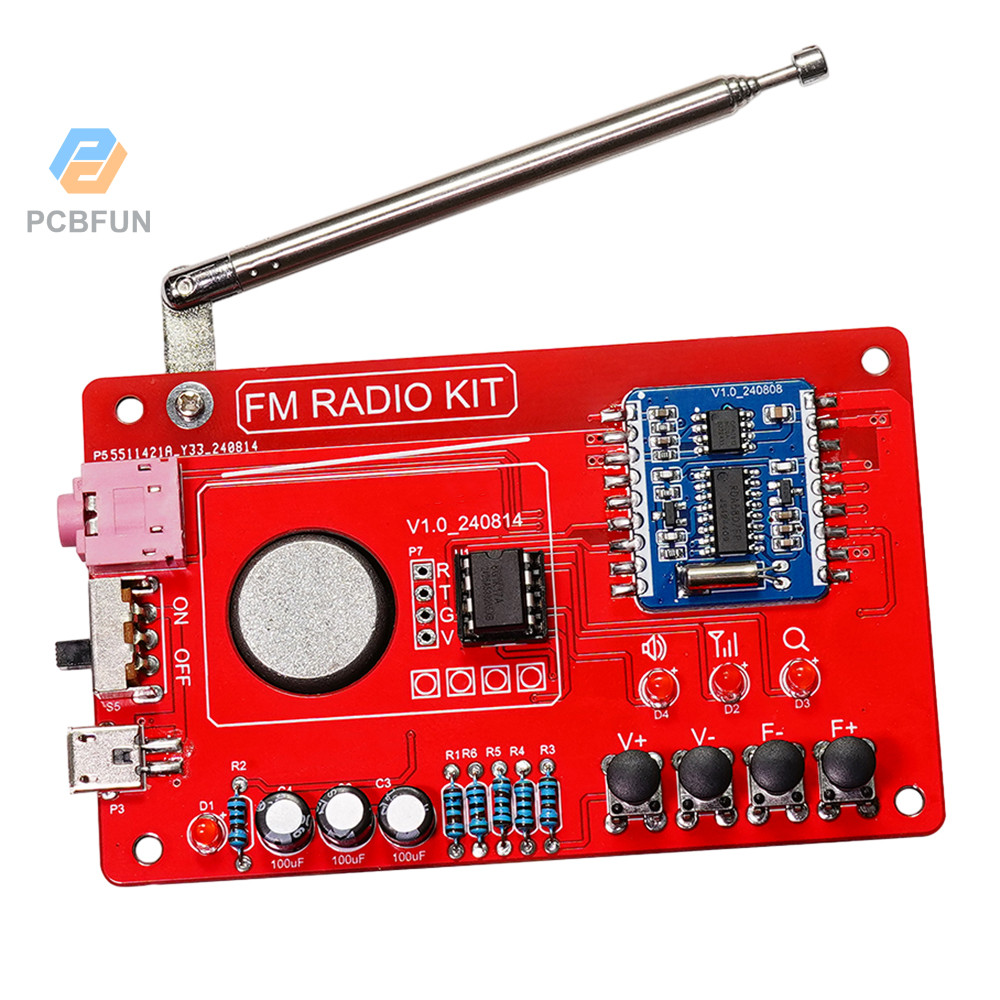 Pcbfun 87-108MHZ วิทยุ FM DIY ชุดเชื่อมฝึกอะไหล่ RDA5807 ง่าย/พร้อมจอแสดงผลสําหรับเสียง
