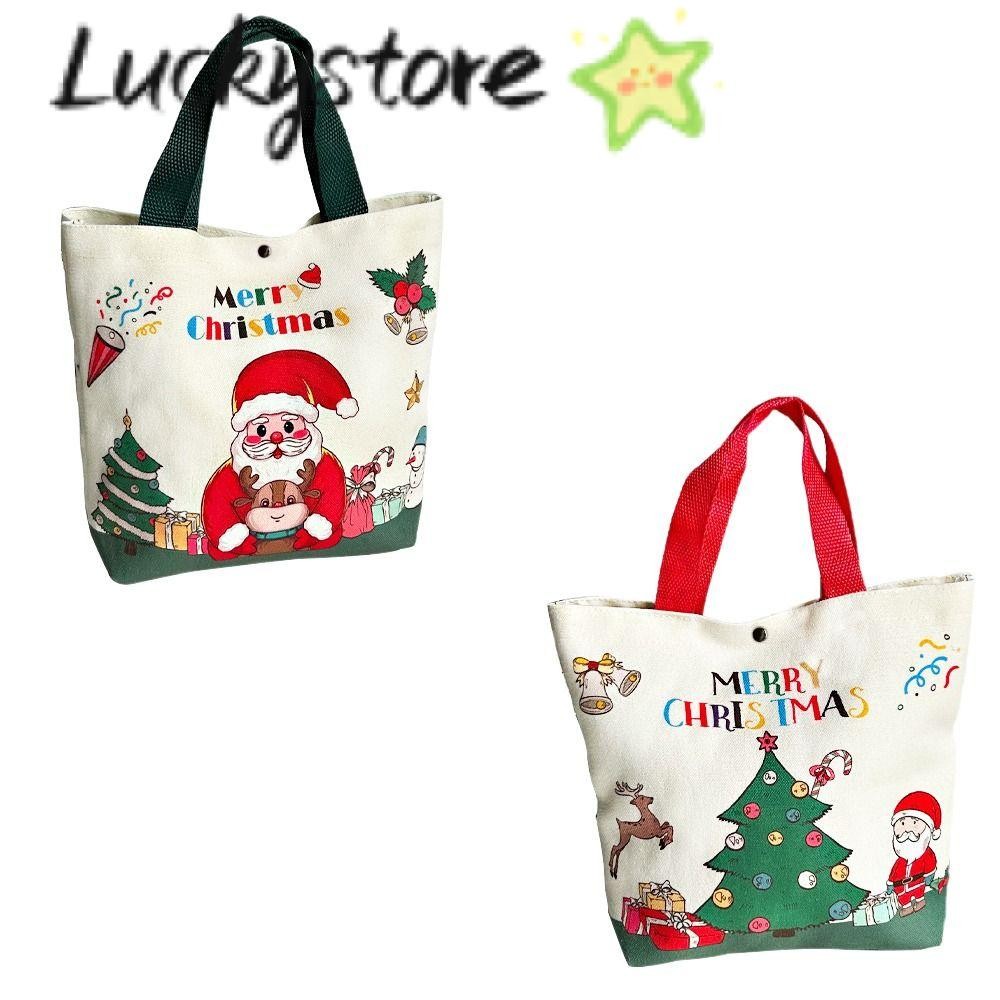 Lucky กระเป๋าสะพายข้างความจุขนาดใหญ่ ChristmasTree Santa Claus Xmas Tote Bag, Package Satchel Christmas Gift Bags 2025 Reusable One Shoulder Handbag for Students