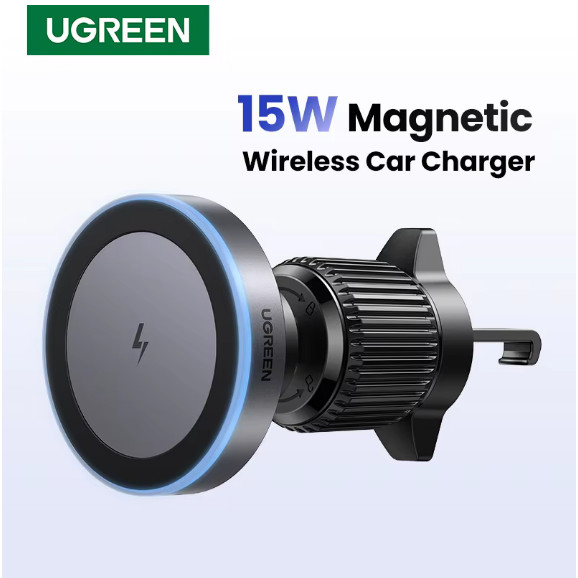 Ugreen Magnetic Wireless Car Charger Magsafe ที่วางโทรศัพท์ในรถยนต์สําหรับ iPhone 16 แท่นชาร์จไร้สาย