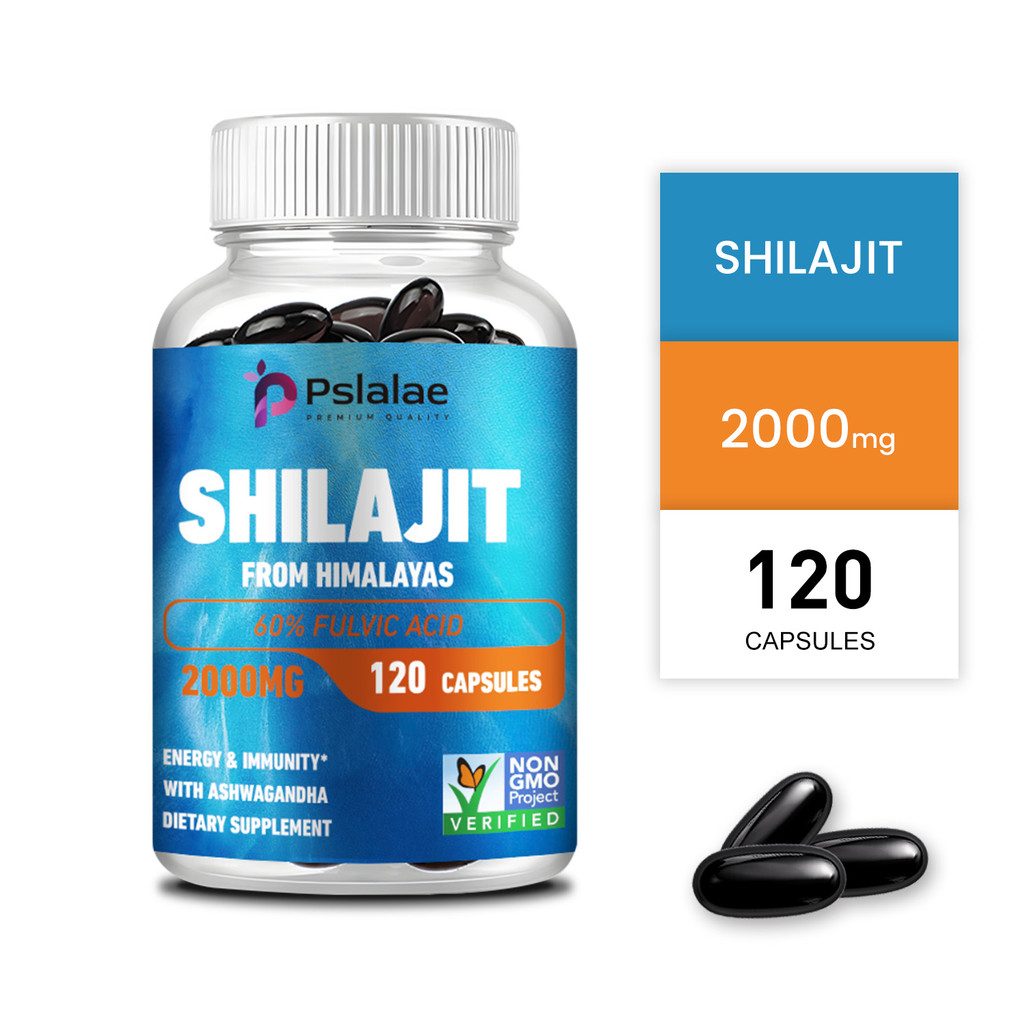 Pslalae Shilajit อาหารเสริม 20 มก. เรซิน Shilajit ออร์แกนิกสําหรับพลังงานและเสริมภูมิคุ้มกัน 30/60/120 CAPSULE