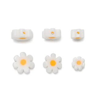 St. kunkka 92/60/59 ชิ้นลูกปัดดอกไม้แก้วสีขาว Daisy ลูกปัดสําหรับ DIY ของขวัญวันหยุดสร้อยข้อมือสร้อยคอทํา