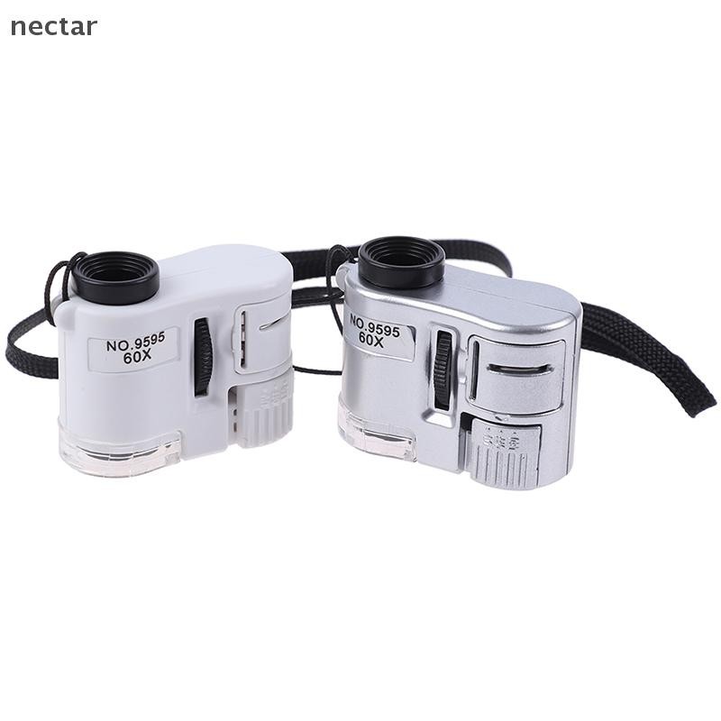 Tar 60X กล้องจุลทรรศน์แว่นขยายขนาดเล็กพร้อมไฟ LED เครื่องประดับ Jeweler สกุลเงิน Dectector N