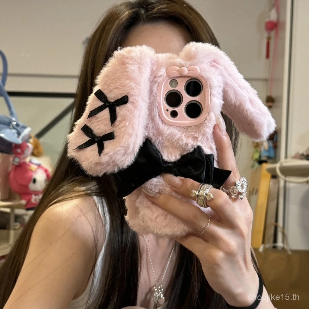 หูกระต่ายผ้าพลัฌเคสมือถือ iPhone 16 15เคสมือถือ iPhone 14/13 12/11หุ้มทั้งเครื่องฤดูใบไม้ร่วงและฤดูห