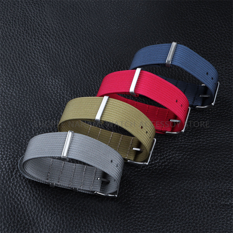 Universal ผ้าใบไนลอน NATO นาฬิกา 18 มม.20 มม.22 มม.สไตล์ทหาร One Loop กีฬาผ้าสร้อยข้อมือผู้ชายผู้หญิงสายรัดข้อมืออุปกรณ์เสริม