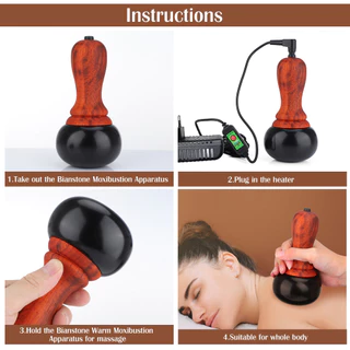 หินร้อนไฟฟ้า Gua Sha Cupping นวด Bian หิน Moxibustion อุปกรณ์ประคบร้อนขูดกลับความร้อนนวดผ่อนคลายกล้ามเนื้อผิว Lift Spa