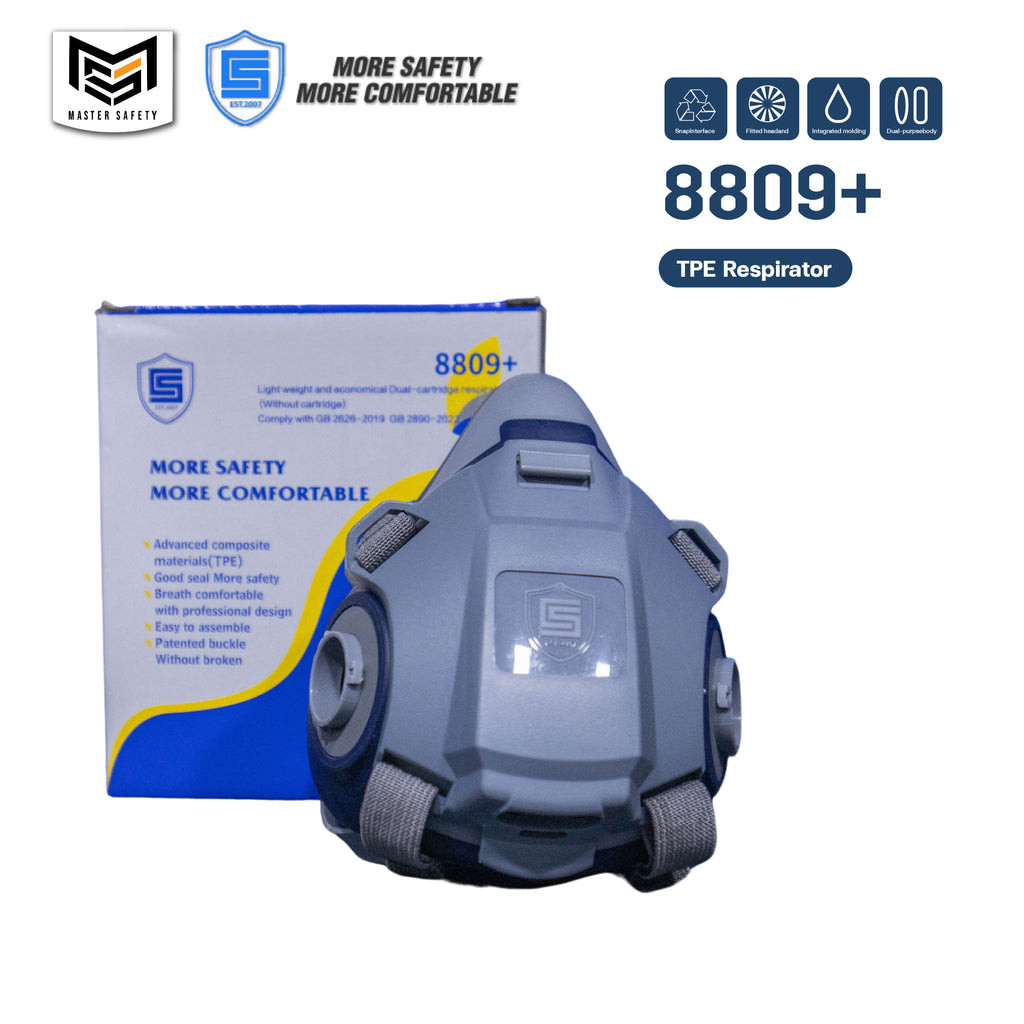 C&S รุ่น 8809+ หน้ากากป้องกันฝุ่น  วัสดุเทอร์โมพลาสติก แบบตลับคู่ วาล์ว 2 ตัว ช่วยลดอาการหายใจลำบากเ