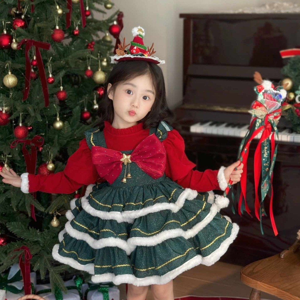 สาวคริสมาสต์ชุดชุดเจ้าหญิงกระโปรงชุดต้นคริสต์มาสฤดูใบไม้ร่วงฤดูหนาว Lolita น่ารักดูดีในสต็อก