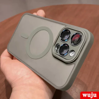 Wuju Luxury Matte Magnetic Wireless Charging Case สําหรับ iPhone 17 16 15 14 13 12 11 Pro Max Plus Air กันกระแทกเคสโทรศัพท์ฝาครอบ