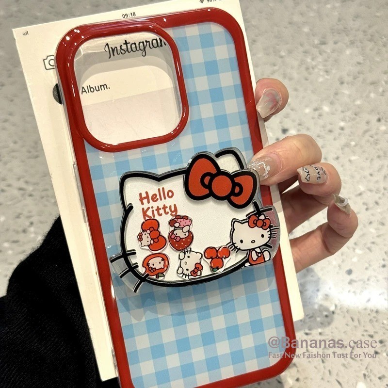 รูปแบบตาหมากรุก Cat + Stand Clear เคสโทรศัพท์สําหรับ iPhone 16 15 14 13 12 11 Pro Max X Xr Xs Max 7 8 Plus SE2020