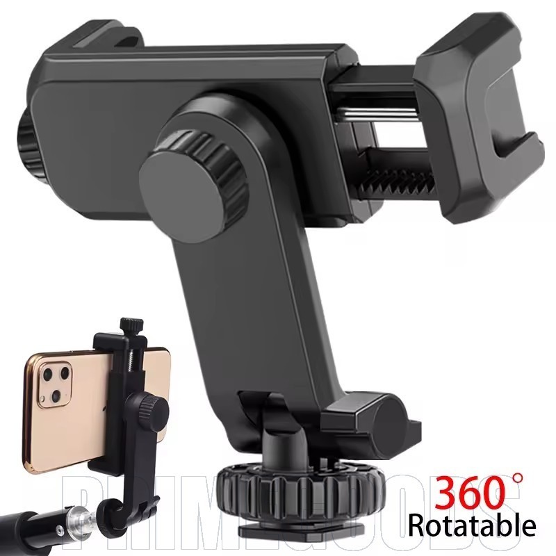 360° ที่วางโทรศัพท์แบบหมุนได้-ไม้เซลฟี่ขาตั้งสตรีมมิ่งสด-อุปกรณ์เสริมกล้อง DSLR สากล-ขายึดรองเท้าร้อนแบบปรับได้-ที่ยึดยิง วิดีโอบล็อก