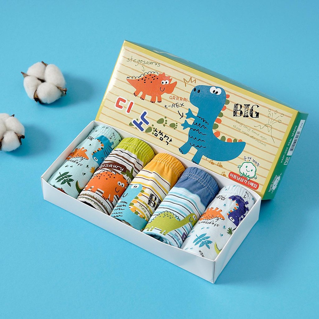 แพ็ก 5ชิ้นสุดคุ้ม! งานสวยแพคกล่อง กางเกงในเด็กชาย ทรงสามเหลี่ยม นุ่ม เบา ระบายอากาศดี ไม่รัดพุง ใส่สบายทั้งวัน y35