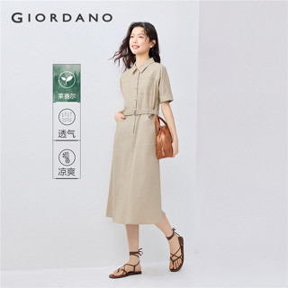 GIORDANO WOMEN Cargo waist belt short sleeve shirt dress 134…