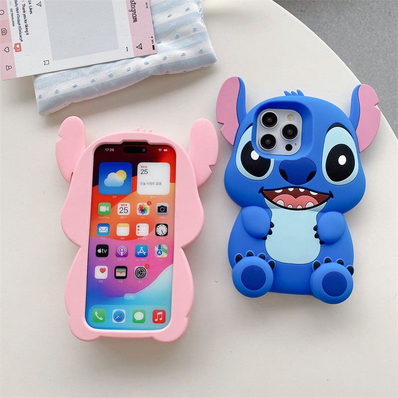 วงเล็บขาการ์ตูน 3D Stitchเคสโทรศัพท์ซิลิโคนนุ่มสําหรับiPhone 16 Pro Max 15 Pro Max 14 Pro Max 13 Pro iPhone 11 12 16 Plusกรณีป้องกันAnti-Dropปกหลังกรณี