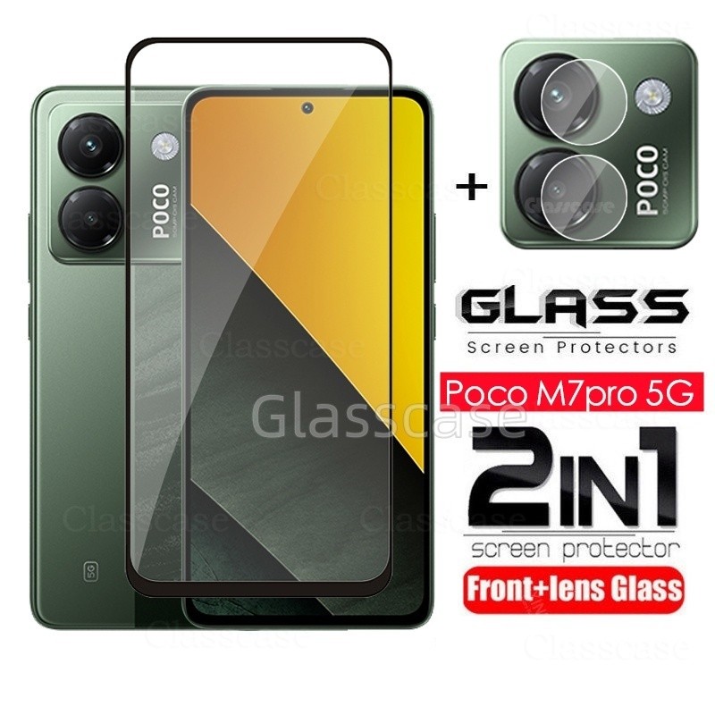 2 in 1 ป้องกันหน้าจอฟิล์มกระจกนิรภัยสําหรับ Xiaomi Poco M7 F7 M 7 F 7 pro ultra M7pro F7pro F7ultra 