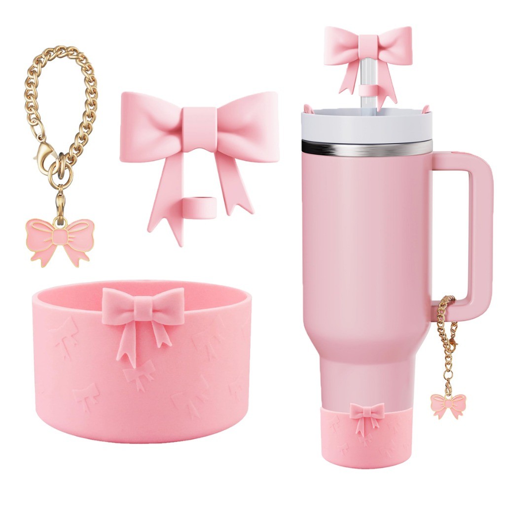 ปลายปกฟาง & ขวดน้ําซิลิโคนบูต & ขวดน้ําจี้ชุด, กุทัณฑ์รูปร่างหลอดฝาและจี้, บูตแก้วน้ําสําหรับ สแตนลีย์ โอวลา แก้วน้ํา